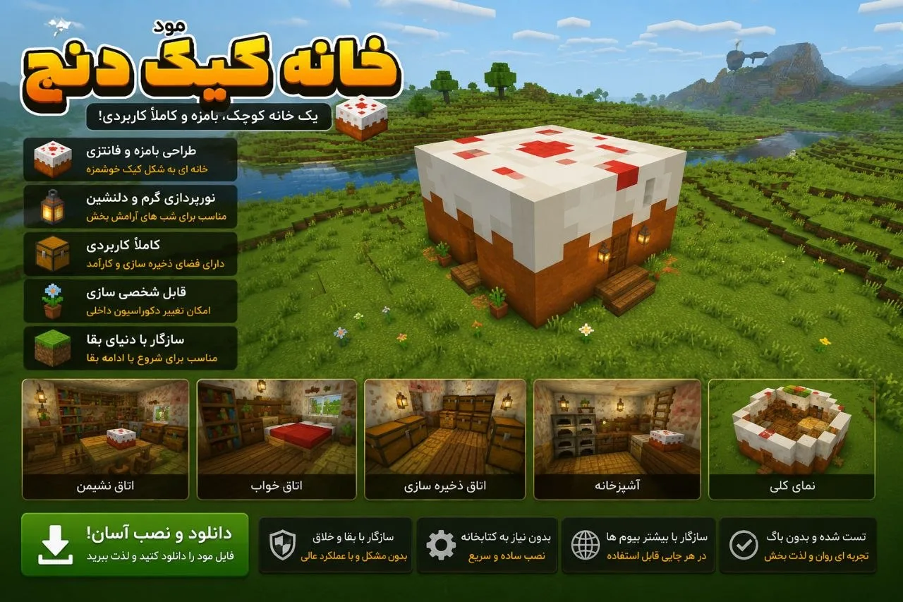دانلود مپ Cozy Cake House برای Minecraft Java 26.2؛ خانه‌ای فانتزی به شکل کیک