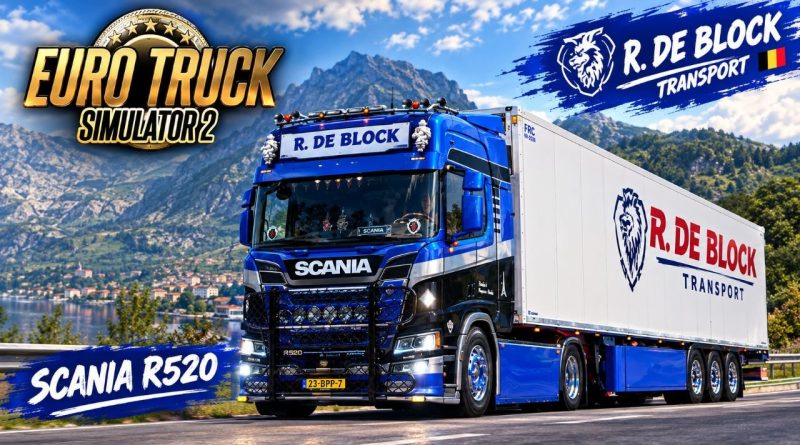 دانلود مود Scania R520 R. De Block برای یورو تراک 2 1.60؛ یک اسکانیا با ظاهر خاص و حرفه‌ای