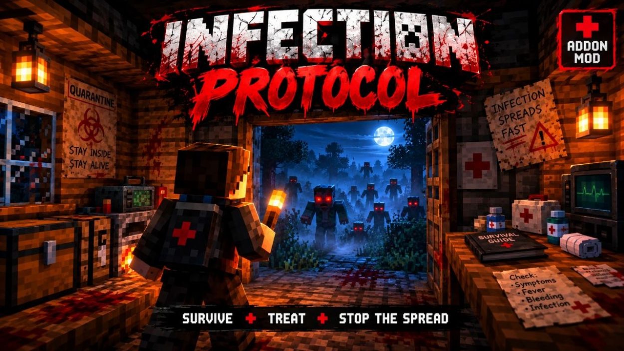 دانلود مود Infection Protocol برای ماینکرافت بدراک 26.40؛ آغاز یک آلودگی مرموز