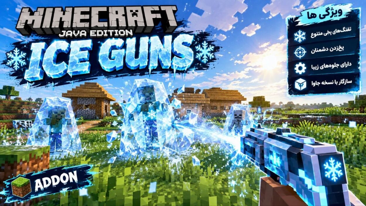 دانلود مود Ice Guns برای ماینکرافت جاوا 26.3؛ محتوایی با تهجیزات نطامی