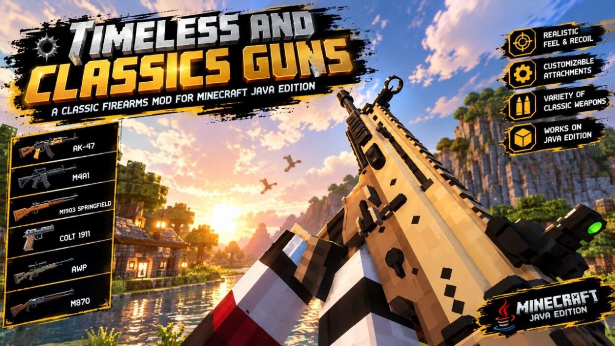 دانلود مود Timeless and Classics Guns برای ماینکرافت جاوا 26.3؛ محتوایی با تهجیزات نطامی