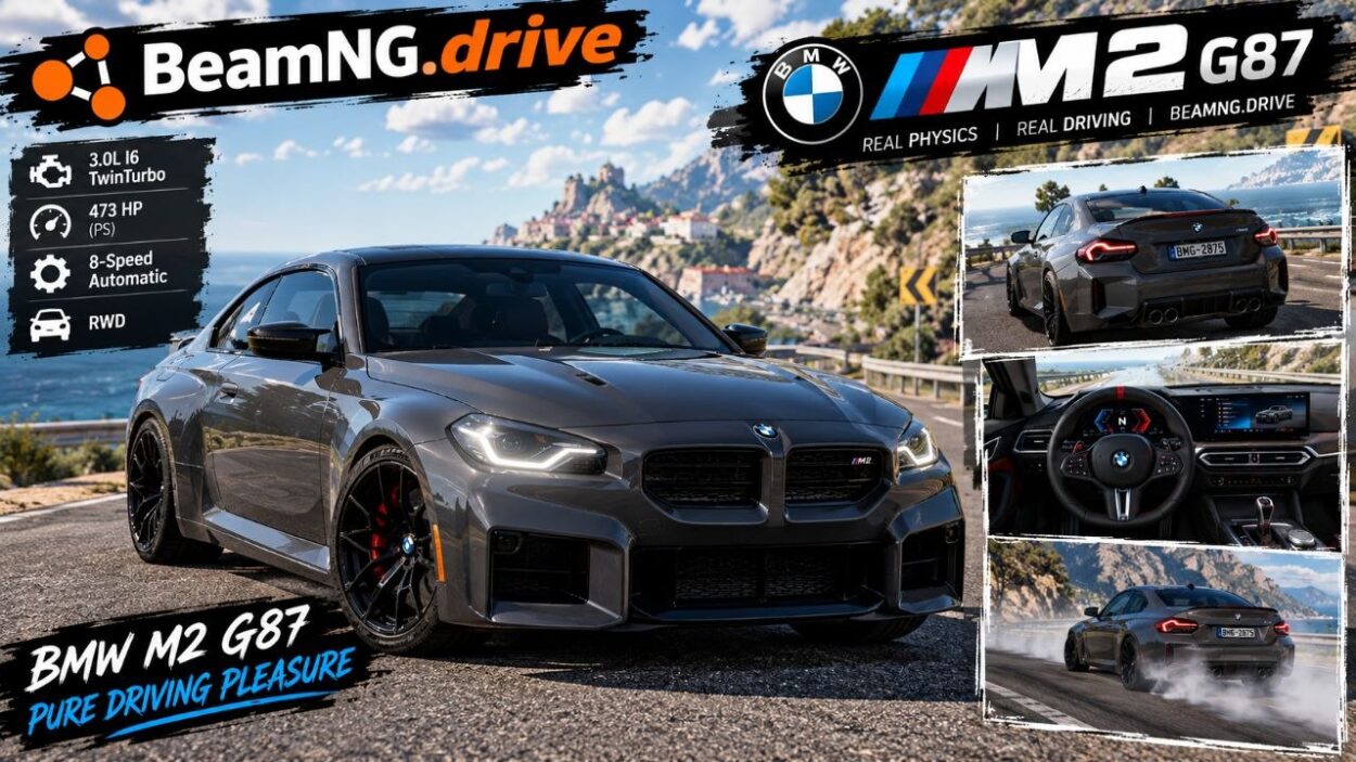 دانلود مود BMW M2 G87 برای BeamNG.drive 0.39؛ تجربه رانندگی با کوپه اسپرت BMW